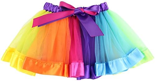 Girls' Layered Rainbow Tutu Skirt Dance Dress Colorful Ruffle Tiered Tulle