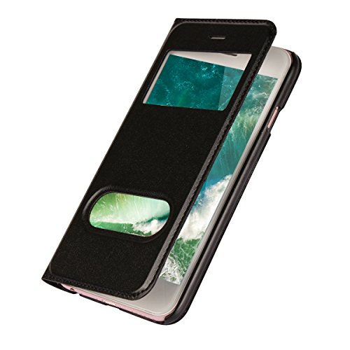 Jaorty Case Compatible with iPhone 6 Plus/6s Plus,Ultra Thin Flip Cover Case Dual Window View Stand Feature Leather Phone Case for iPhone 6 Plus/6s Plus,Black