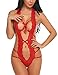 Avidlove Women Deep V Halter Lingerie Teddy One Piece Bodysuit Lace Babydoll Red L
