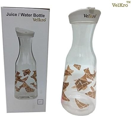 VelKro 1000 C.C BPA Free Plastic Transprent Carafe Pitcher Decanter Jug w/White Lid for Dining Table Kitchen - 1pc(Brown Color)