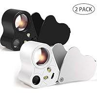 IHUIXINHE Jewelry Loupe,30X 60X Illuminated Jewelers Eye Loupe Magnifier with Bright LED Light,Best for Jewelry, Diamonds, Gems, Coins, Stamps, Rocks,Watches,Antiques Models,White and Black