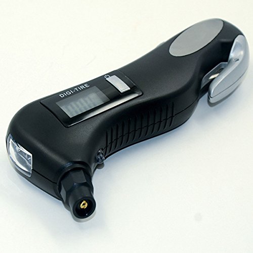 iMagitek Digital Tire Pressure Gauge Monitor with Safety Hammer, Flashlight, Seatbelt Cutter, Red Safety Light - 5 in 1 Rescue Emergency Tool for Car, Motorcycle and Other Vehicle