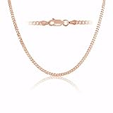 Rose Gold Plated Sterling Silver Curb Link Chain necklace 3mm Italy