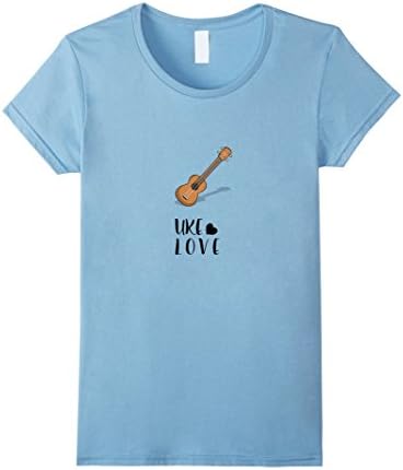 Women's Mahalo Aloha Hawaiian Acoustic Ukulele Uke Love T-Shirt Large Baby Blue
