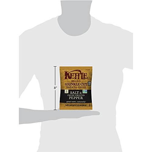 Kettle Brand Potato Chips, Krinkle Cut, Salt & Fresh Ground Pepper Kettle Chips, 1.5 Oz (Pack of 24)