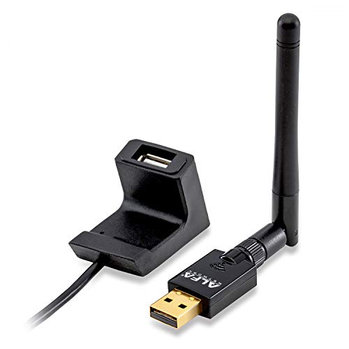 Alfa AWUS036ACS 802.11ac AC600 Wi-Fi Wireless Network Adapter - Wide-Coverage External USB Adapter w/ 2.4GHz & 5GHz Dual-Band Antenna, Compact Design & USB Dock for Windows, MacOS & Kali Linux