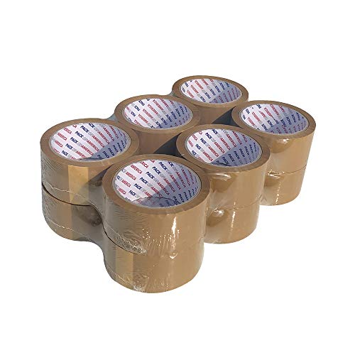 Pack of America 12 Rolls TAN Packing and Shipping Tape 55 Yards 2" 1.8 Mil Multipurpose Economical Adhesive Tapes for Moving Boxes, Carton Sealing, Home & Office Mailing, Commercial Warehouse Depot