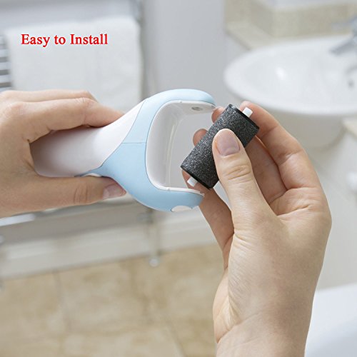 PediComfort Pedicure Electronic Foot File - Callus Remover, Foot Care Tool with Extra Coarse Rollers to Shave Rough Cracked Hard Dead Skin of Feet (White-Blue) - Thumbnail 3