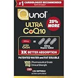 Qunol Ultra CoQ10 100mg, 3x Better Absorption, Patented Water and Fat Soluble Natural Supplement Form of Coenzyme Q10, Antioxidant for Heart Health, 150 Count Softgels