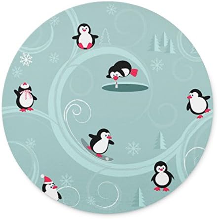 Happy Penguins Mouse pad-Non-Slip Rubber Round Mousepad-Applies to Games，Home, School,Office Mouse pad