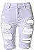 Dokotoo Womens Casual Denim Destroyed Bermuda Shorts Jeans X-Large White