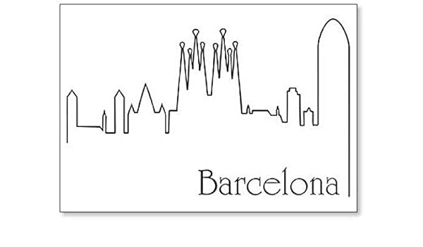 Barcelona City Skyline Drawing Classic imán para nevera: Amazon.es ...