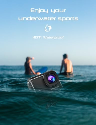 Cámara Deportiva 4K60 EIS con Bolsa Organizadora WiFi Cámara subacuática Impermeable 40M Action Camera Gran Angular 2.4G Remoto 2 baterías de 1350mAh y Accesorios Multiples