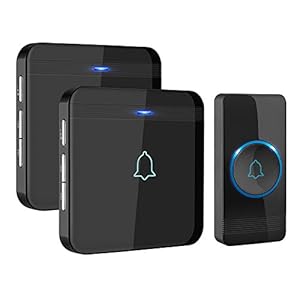 AVANTEK Wireless Doorbell, D-3B Waterproof Door Chime Kit Operating at over 1300 Feet with 2 Plug-In Receivers, 52 Melodies, CD Quality Sound and LED Flash