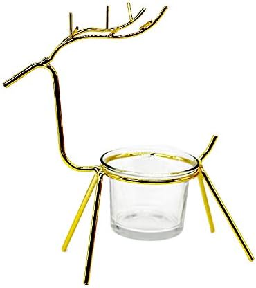 Zainafacai Traditional Silver Metal Christmas Sleigh Reindeer Centerpiece Candleholder Holiday Mantel Decoration (Gold)