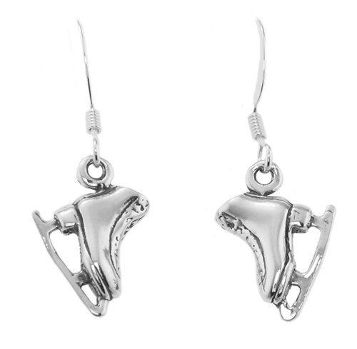 Sterling Silver Oxidized Figure Skating Skates Dangle Earrings - Thumbnail 2