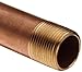 Red Brass Pipe Fitting, Nipple, Schedule 40 Seamless, 1/2