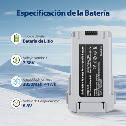 1 Pack Mini 3 Serie Batería de Vuelo Inteligente 3850mAh Actualizada para Drones Compatible con DJI Mini 4 Pro/3 Pro/3 Tiempo de vuelo de hasta 51 minutos