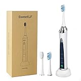 SweetLF Electric Toothbrush, Rechargeable Sonic Toothbrush with 3 Brushing Modes, Electronic Power Tooth Brush 48000 Vibrations for 60 Days and IPX7 Waterproof with Low Noise, 3 Replacement Heads