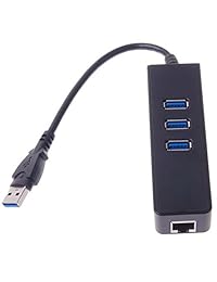 Hub USB 3.0 de 3 puertos con puerto Ethernet Gigabit Cat 5 y USB 2.0 compatible con True Plug and Play, para PC y Mac