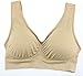KINYAOYAO Women's 3-Pack Seamless Post-Surgery Bra Sports Bra with Removable Pads Black-White-Beige