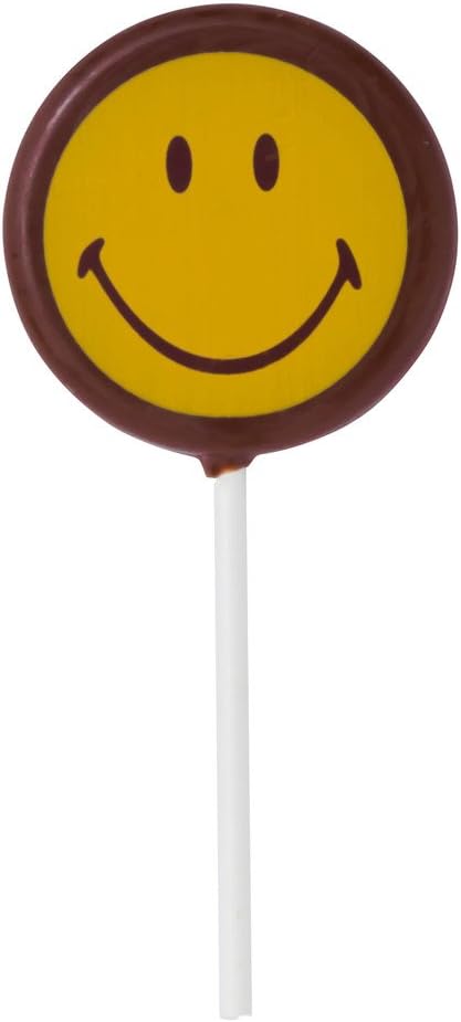Smiley World Emoji Face Expressions Dairy Chocolate Lollipops Sucker "HAPPY" Gourmet Personal Mothers Day Gift (Individual Pack)