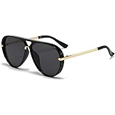 ISIUINN Retro Oversized Aviator Sunglasses for Women Men Trendy 70s Vintage Metal Designer Aviators Sun Glasses