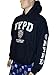 NYC FACTORY NYPD Hoodie White Sleeve Print Sweatshirt Navy Blue Medium