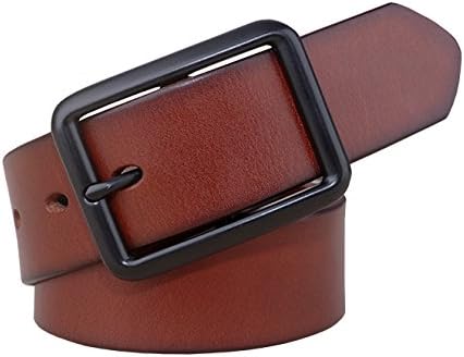 Capplue Men's Classical Leather Belt Pin Buckle Belts for Men Brown Color 38inch