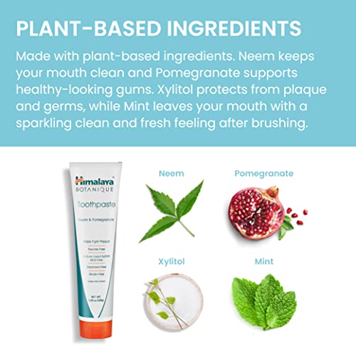 Himalaya Botanique Neem and Pomegranate Toothpaste, Natural, Fluoride