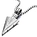 COOLSTEELANDBEYOND Stainless Steel Arrowhead Pendant Necklace Silver Polished with 23.6 Inches Steel Ball Chain