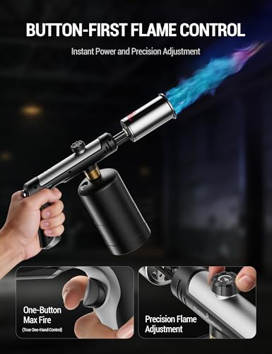 ThermoMaven Propane Torch with One-Touch Max Fire, Cooking Blow Torch Gun with a Safety Lock, Charcoal Lighter, Flame Thrower, Kitchen Food Torch Head for Grill, Sous Vide, BBQ (Tank Not Included)