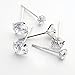 3 Pair 925 Sterling Silver Round Cut Simulation Diamond CZ Stud Earrings(Size 4-6)