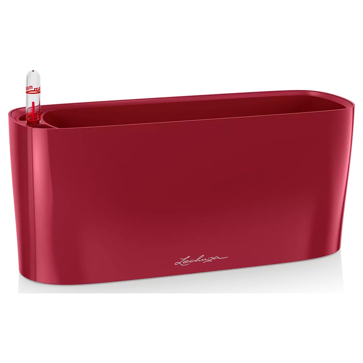 LECHUZA Self Watering Plant Pots Indoor DELTA 10 Plastic Flower Window Box Small Herb Planter without Drainage Hole D35 H30 cm Red High-Gloss