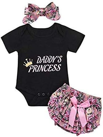 Newborn Baby Girls I Am My Daddys Girl and My Mommys World Romper Jumpsuit Bodysuit +Pants Shorts+Headband Outfit Set