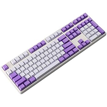 NPKC White Purple Mixed 108 ANSI Keyset OEM Profile Thick PBT Keycap Set for MX Switches Mechanical Gaming Keyboard