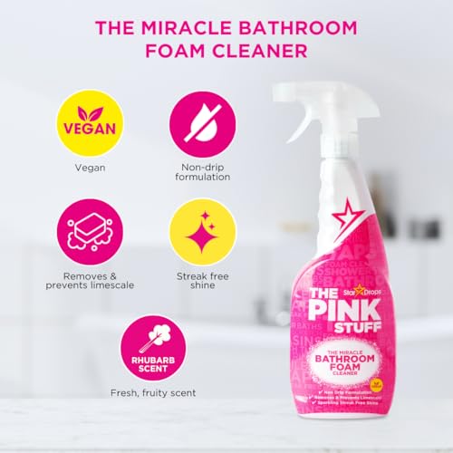 STARDROPS – THE PINK STUFF – MIRACLE BATHROOM FOAM CLEANER 750ML – BATHS, TILES, SOAP SCUM, LIMESCALE, STREAK FREE