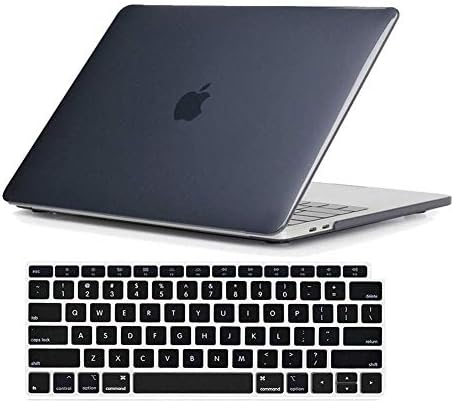 2018 MacBook Air 13 inch Case (A1932) and Keyboard Cover, AICOO 2 in 1 Slim Snap On Plastic Hard Shell Crystal Clear Transparent Mac Air Cover for 2018 New MacBook Air 13 inch A1932, Transparent Black