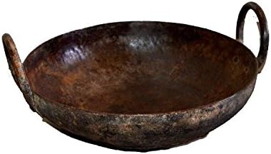 Sunrise Exporters Old Original Antique Iron Hand Made Kadai (Bowel) on Weight