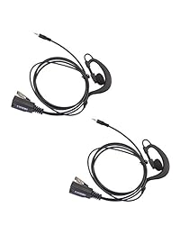 2 x Coodio Cobra MicroTalk Auricular de radio de 2 vías Auricular de seguridad policial en forma de G de 1 pin en línea Micrófono de micrófono PTT Auricular para Walkie Talkie Cobra Walkie Talkie de 1 pin