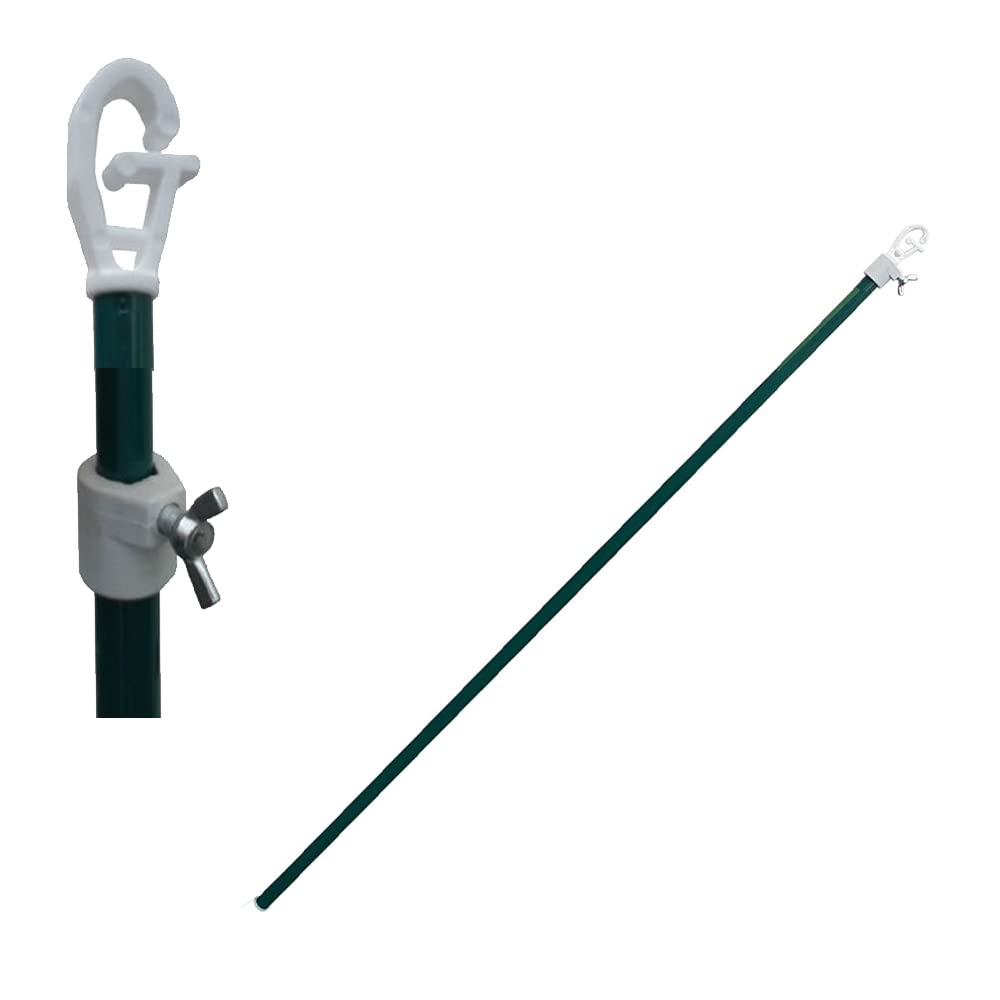 Single Pack 2.4 Meter Prop For Washing Line, Butterfly Wing Nut Lock, Galvanised Metal, Powder Coated, Garden Outdoor Extendable Telescopic Pole for Cloths Laundry Line Support