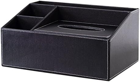 GZQNAN® Multifunction PU Leather Pen Pencil Remote Control Tissue Box Cover Holder Desk Storage Box Container for Home and Office Use