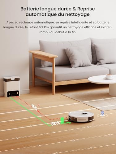 Lefant M2 Pro Robot Vacuum Cleaner with Mapping, dToF Laser Navigation, Suction Power 6000Pa, Automatic Dump Station, PSD Navigation, Custom Cleaning, App/WiFi/Alexa