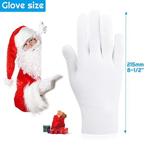 White Cotton Gloves, Cridoz 12 Pairs Cotton Gloves for Women Dry Hands Cleaning Serving Archival Sleeping Moisture Eczema Costume Coin Jewelry Silver Inspection Art Handling, Medium Size