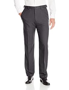 Image of Haggar Men's Cool 18 PRO Classic Fit Flat Front Expandable Waist Pant, Charcoal Heather, 36Wx30L