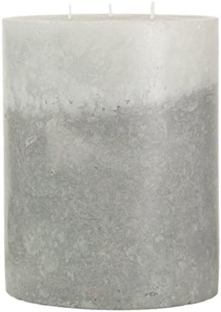 Gray 3 Wick Pillar Candle 5x6" - Light Gray on Top - Dark Gray on Bottom - Unscented Handcrafted Candle by Nordic Candle