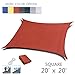 LOVE STORY 20' x 20' Square Terra Red Sun Shade Sail Canopy UV Block for Outdoor Patio Garden Backyard