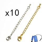 Bluecell Pack of 20 Pcs Silver and Gold Color 2.75''(7cm) Inch Chain Extender for Jewelry Necklace Bracelet