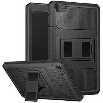MoKo Case for All-New Amazon Fire HD 8 Tablet (7th and 8th Generation, 2017 and 2018 Release) - [Heavy Duty] Shockproof Full Body Rugged Cover Built-in Screen Protector for Fire HD 8, Black