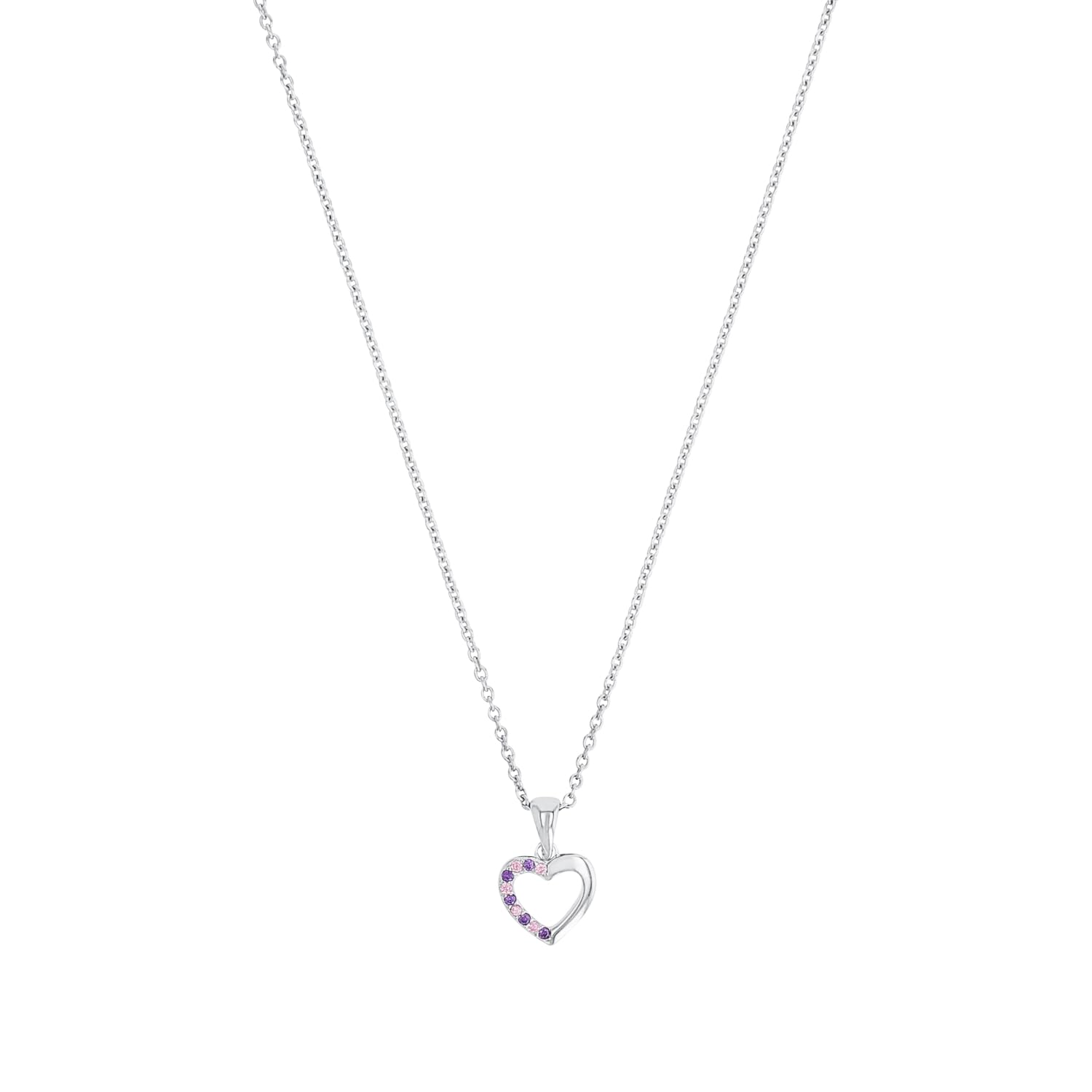 Prinzessin Lillifee necklace with pendant 925 Sterling silver girls' children's necklace, with zirconia synth., 35+3 cm, silver, heart, comes in jewelry gift box 2021107